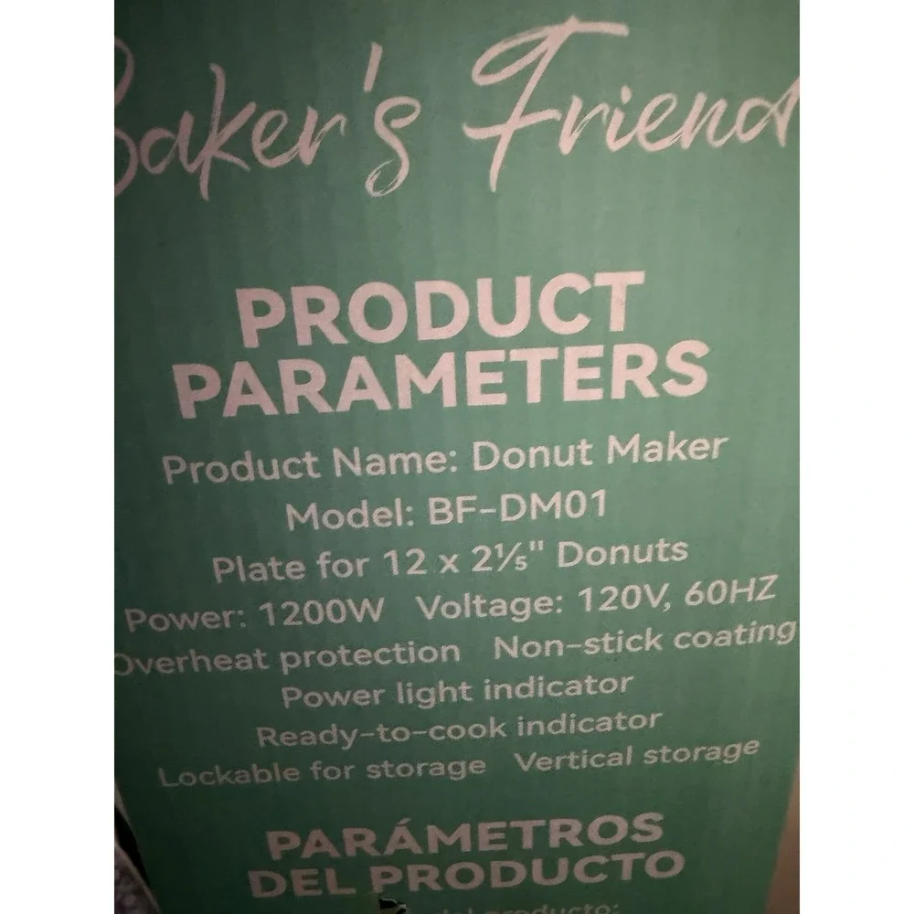 Bakers Friend Donut Maker BF-DM01 Mint Green 12 Count Non-Stick 1200W NEW